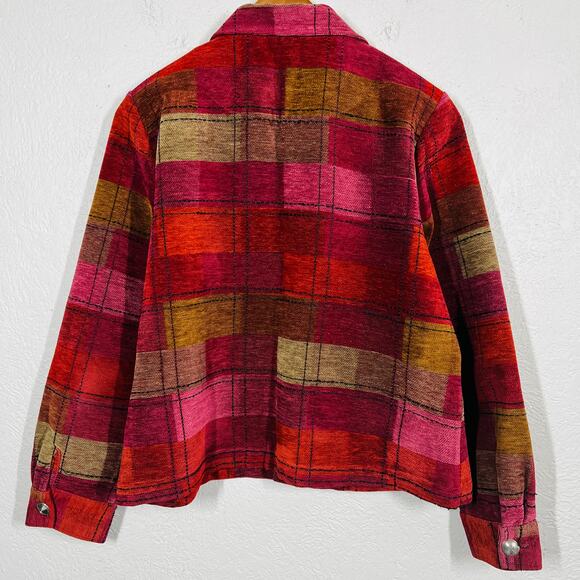 Christopher & Banks Jacket Shacket Silver Button Collar Red Pink - M - Picture 4 of 5